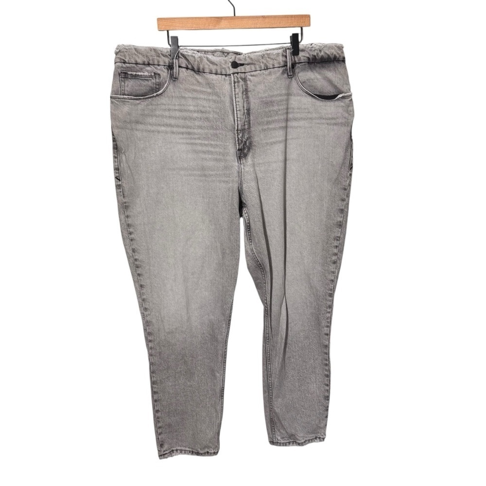 Good American Grey Black Distressed Tapered High Rise Jeans Size 20